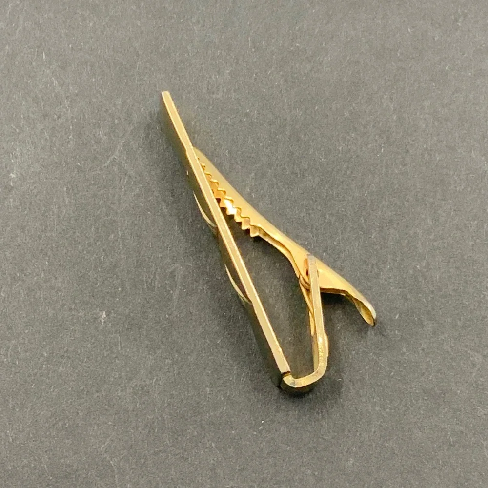 Vintage Gold Tone Geometric Art Deco Style Tie Clip Mens Formal Accessory